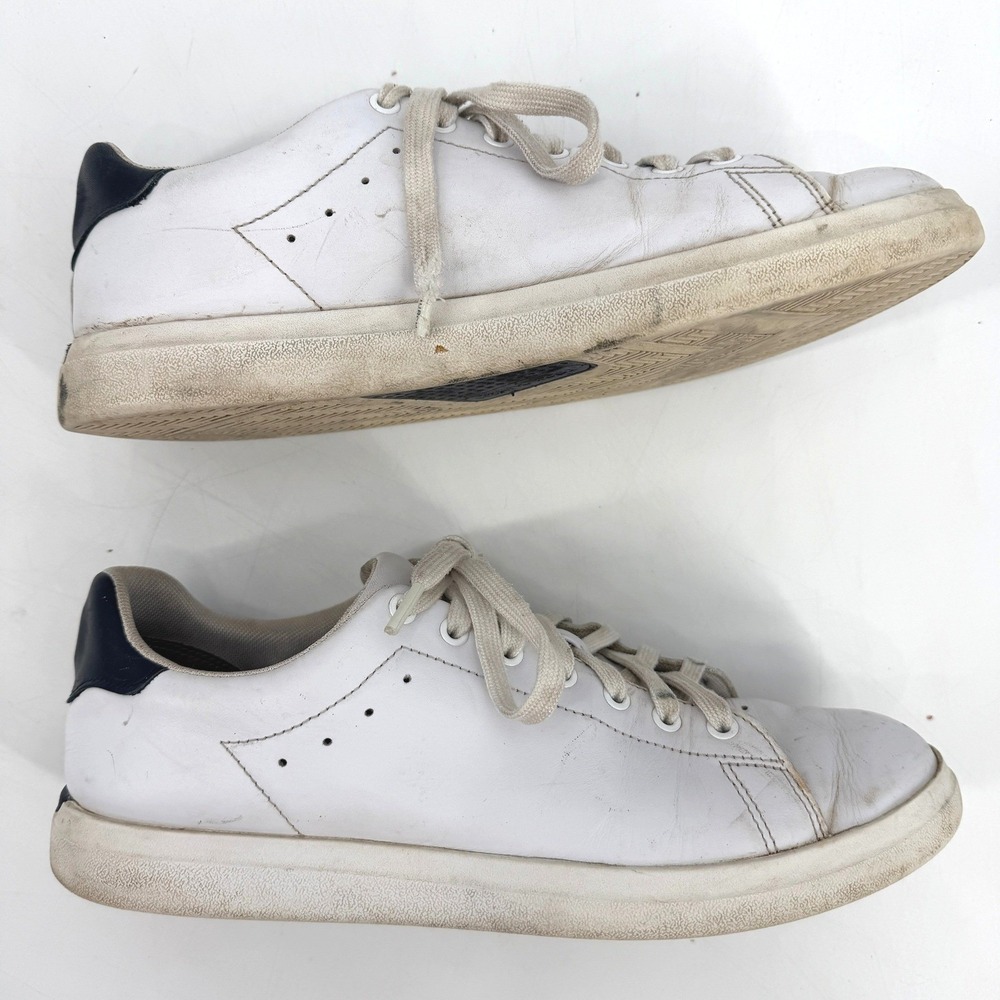Tory Burch Howell Court Sneakers White Leather Navy Logo Low Top Womens Shoes 9
